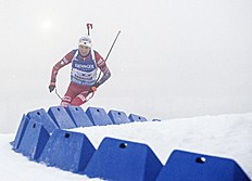 Биатлон Ole Einar Bjoerndalen of Norway skis during the men's 4x7 фото (photo)